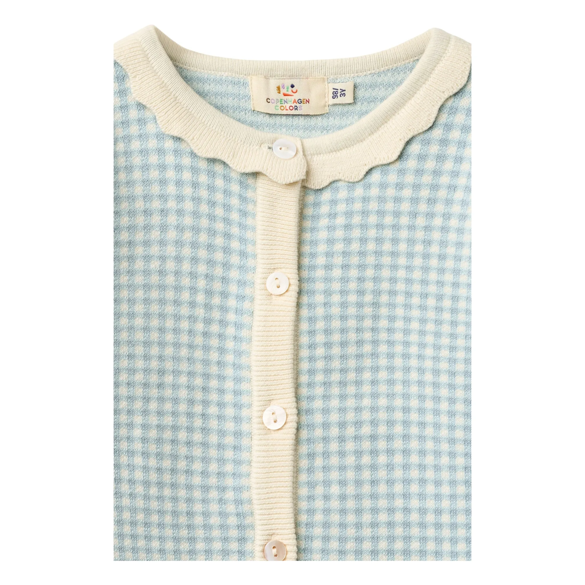 Cardigan Manches Courtes Jacquard Coton Bio | Bleu Clair- Image produit n°3