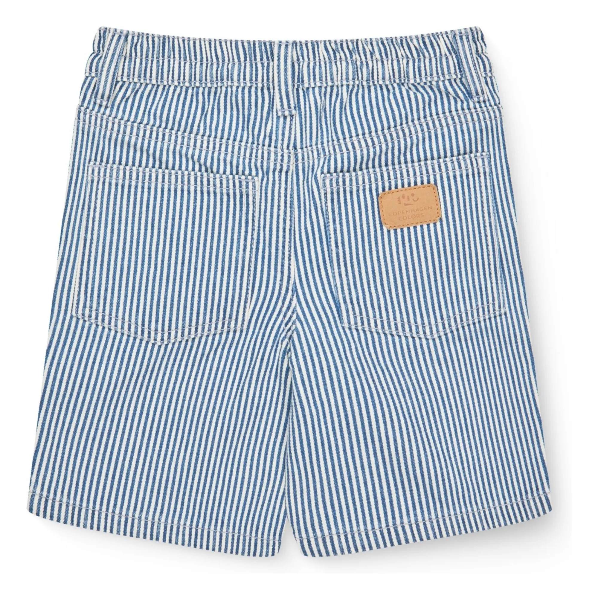 Bermuda Rayé Sergé Coton Bio | Bleu jean- Image produit n°3