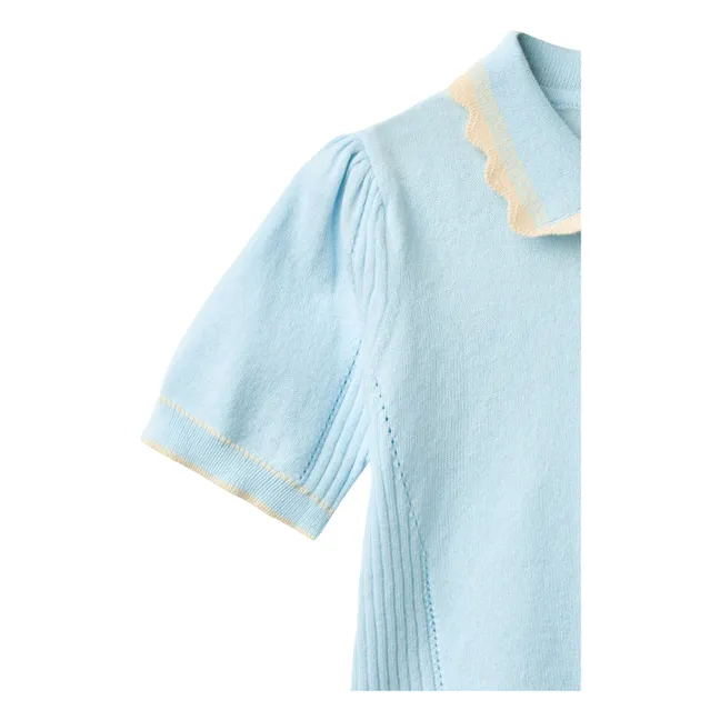 Polo de punto de algodón ecológico | Azul Glaciar