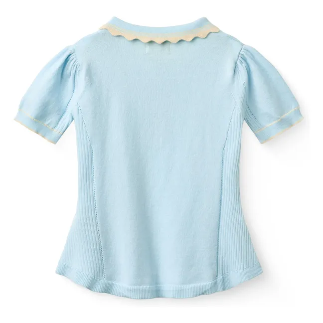 Polo de punto de algodón ecológico | Azul Glaciar
