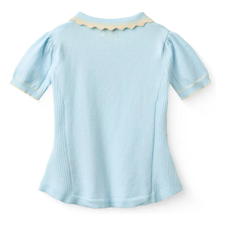 Polo de punto de algodón ecológico | Azul Glaciar- Imagen del producto n°4