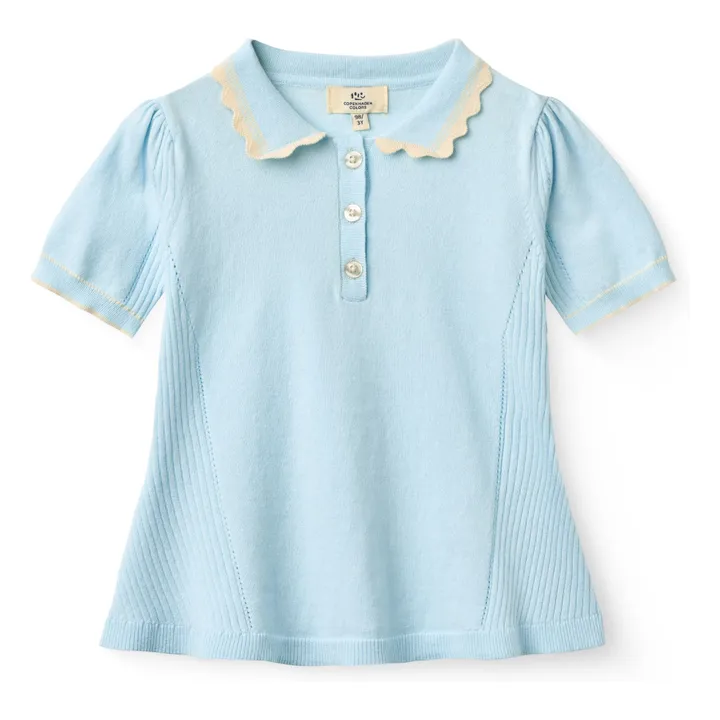 Polo de punto de algodón ecológico | Azul Glaciar- Imagen del producto n°0