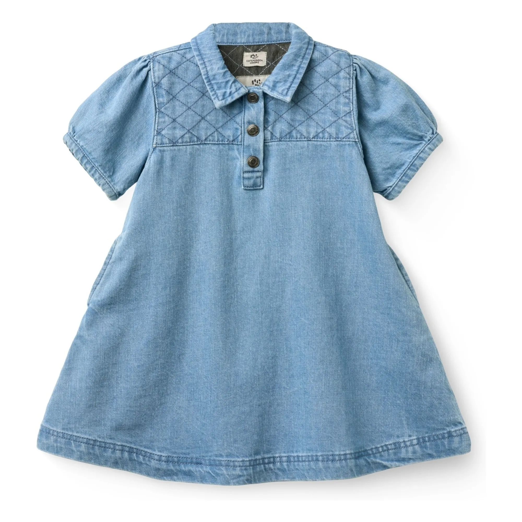 Copenhagen Colors Light Blue Denim Quilted Organic Cotton Dress