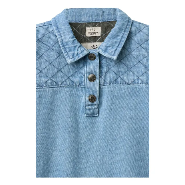 Vestido vaquero acolchado de algodón orgánico | Azul Claro