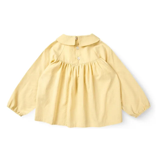 Blusa fruncida de algodón orgánico | Amarillo palo
