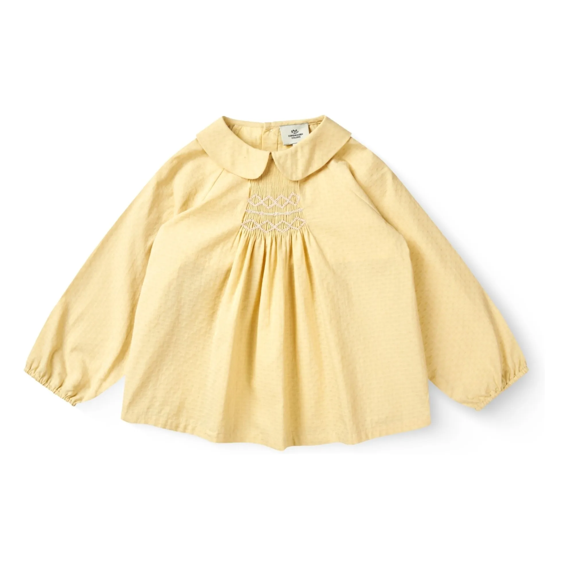 Copenhagen Colors Pale Yellow Organic Cotton Smocked Blouse