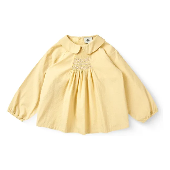 Blusa fruncida de algodón orgánico | Amarillo palo