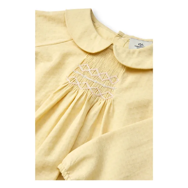 Blouse Smockée Coton Bio | Jaune pâle