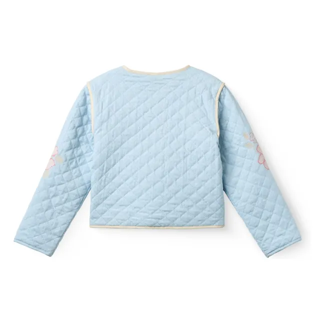 Chaqueta acolchada bordada de algodón orgánico | Azul Claro