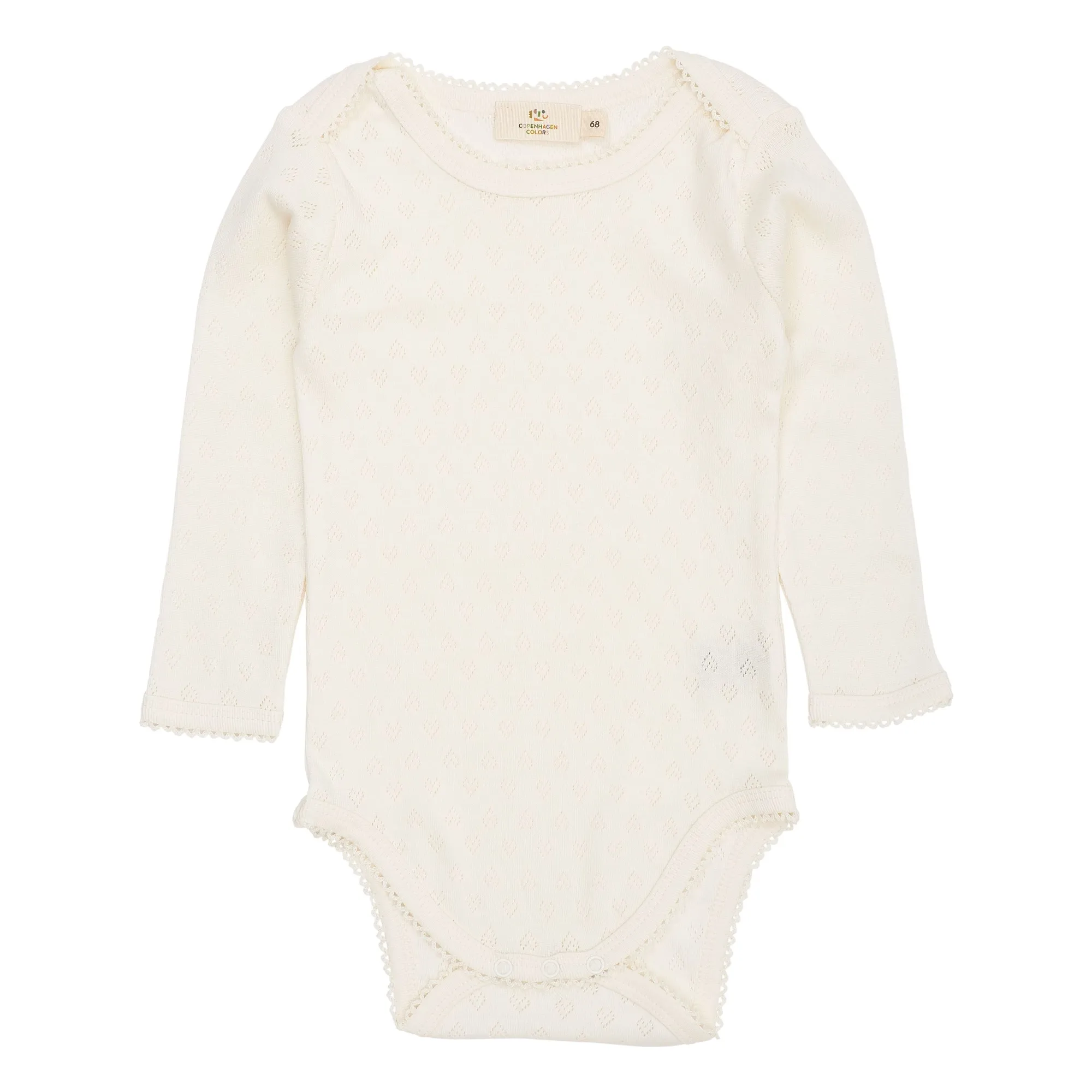 Copenhagen Colors Cream Short-Sleeved Bodysuit Pointelle Hearts Organic Cotton