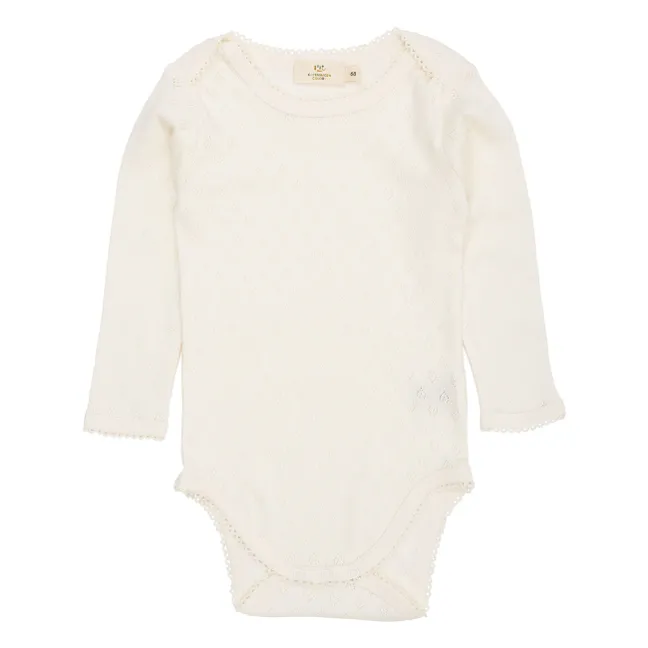 Body Manches Courtes Pointelle Cœurs Coton Bio | Crème