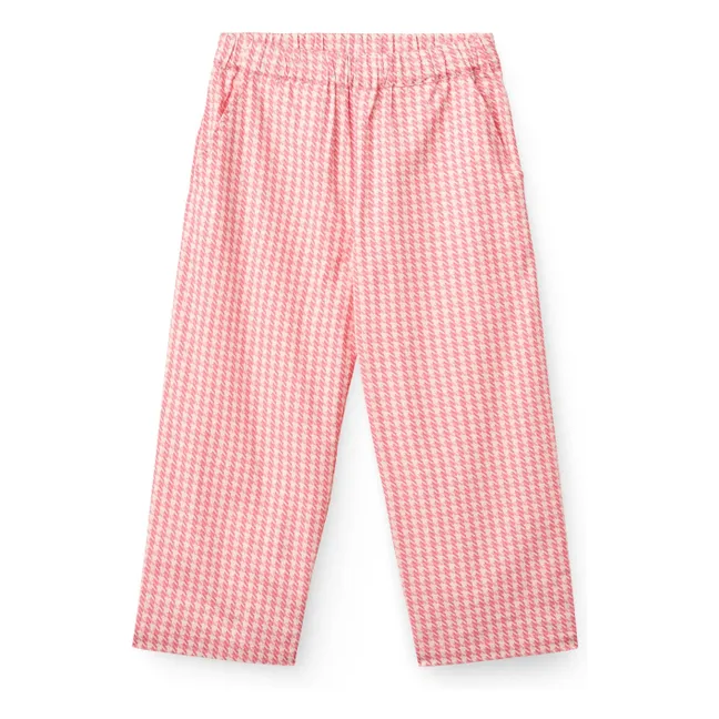 Pantalon Pied de Poule Coton Bio | Rose