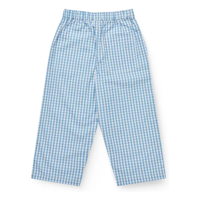 Pantalones de pata de gallo de algodón orgánico | Azul