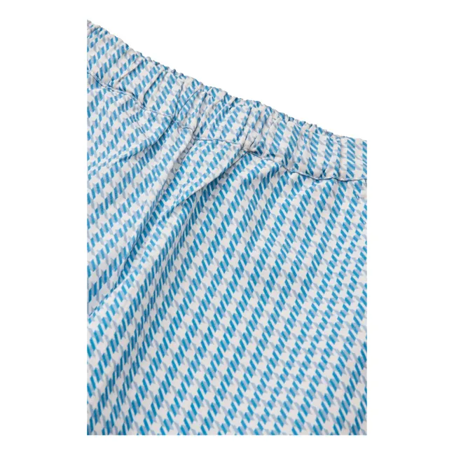 Pantalones de pata de gallo de algodón orgánico | Azul