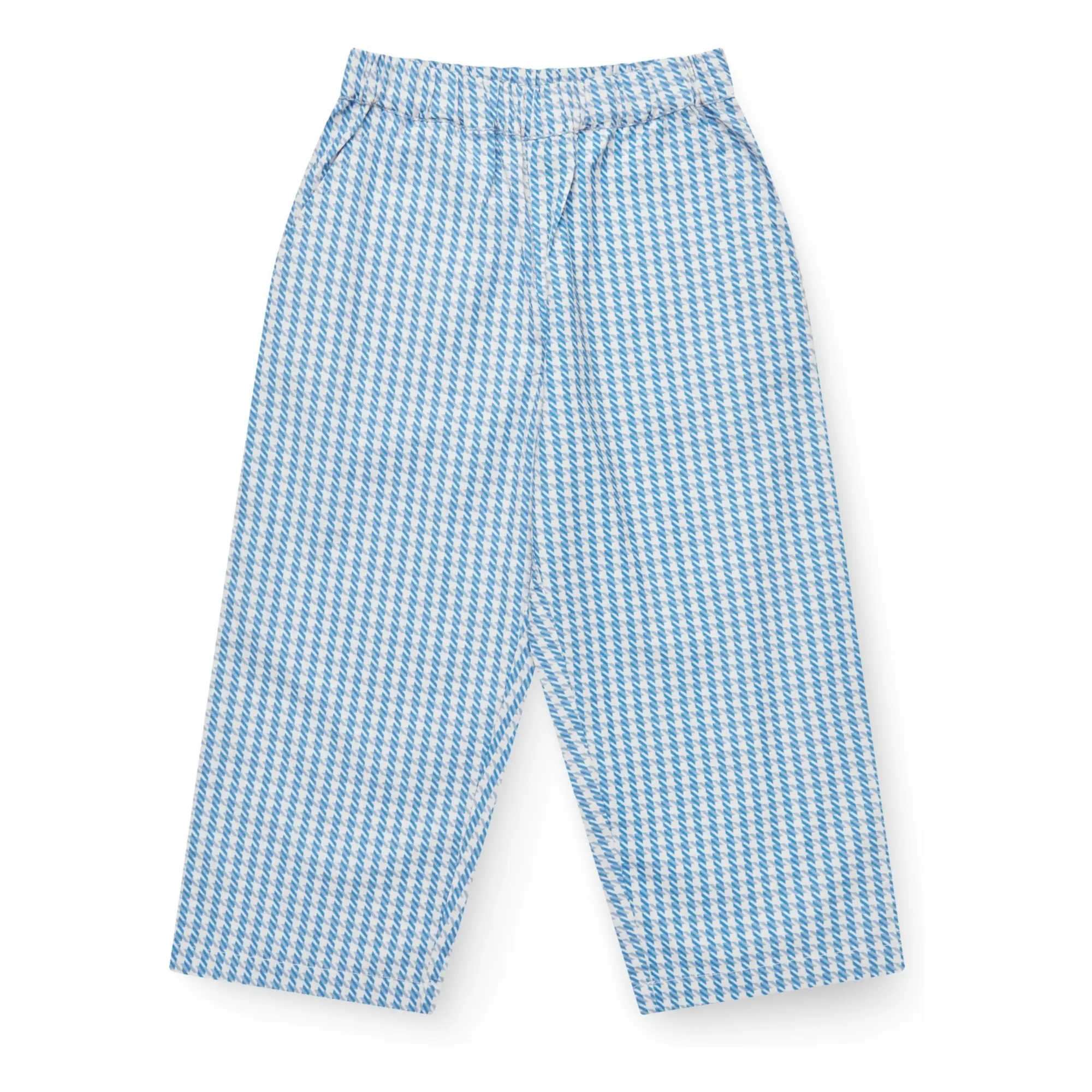 Copenhagen Colors Blue Pied De Poule Organic Cotton Pants