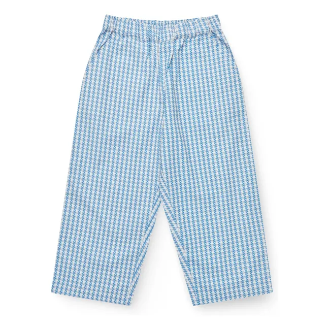 Pantalones de pata de gallo de algodón orgánico | Azul