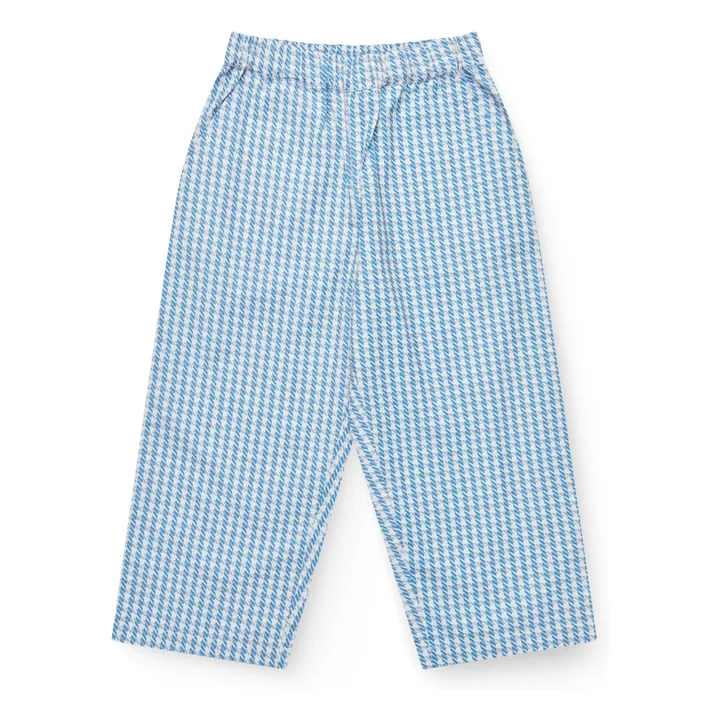 Pantalones de pata de gallo de algodón orgánico | Azul- Imagen del producto n°0