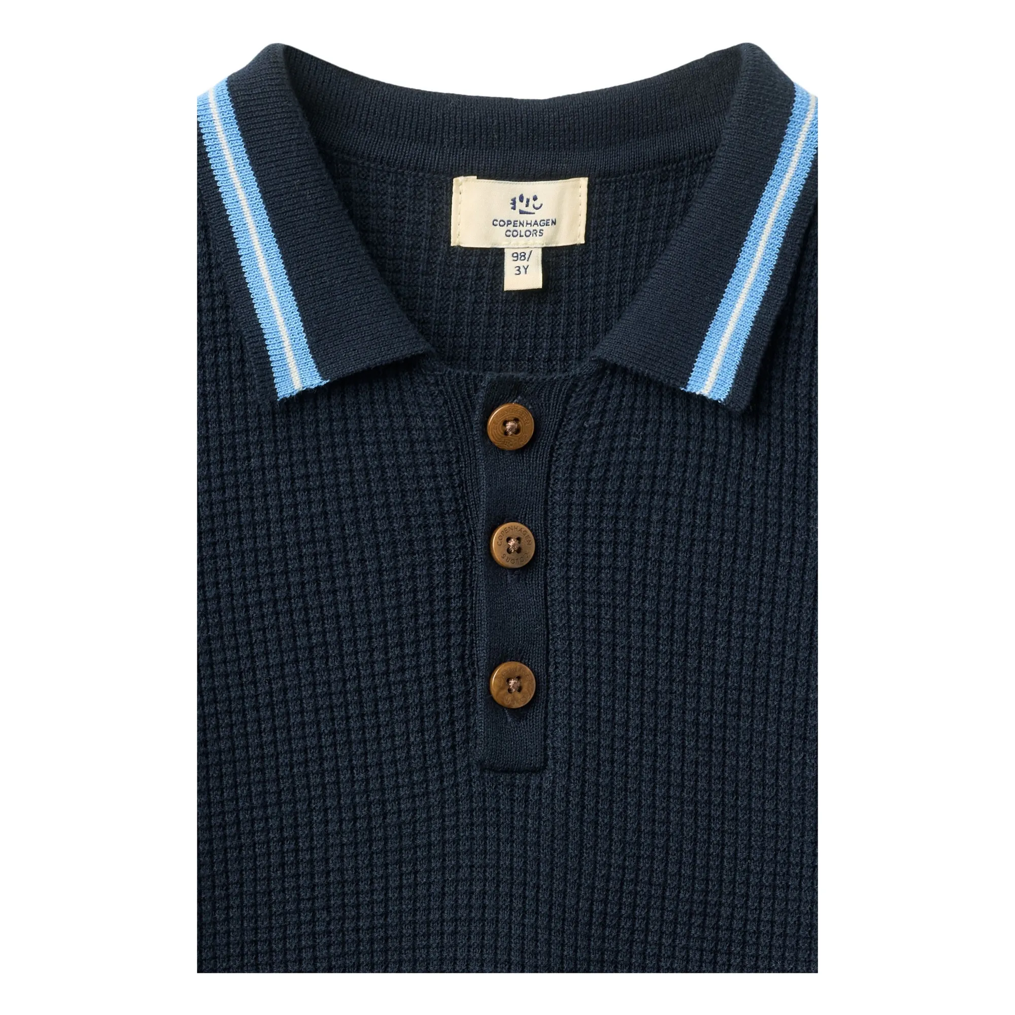 Polo Bandes Contrastées Côtelé Coton Bio | Bleu marine- Image produit n°1