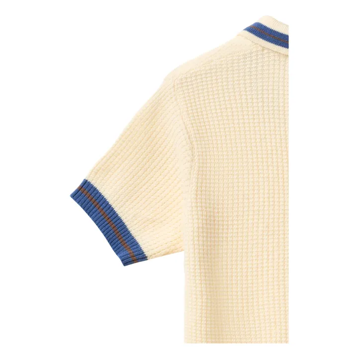Polo acanalado de rayas en contraste Algodón orgánico | Amarillo palo- Imagen del producto n°4