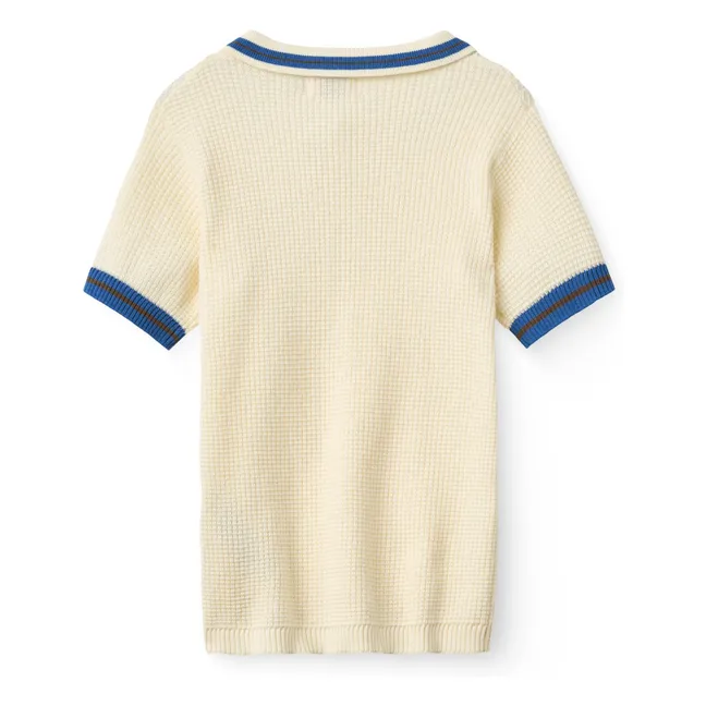 Polo acanalado de rayas en contraste Algodón orgánico | Amarillo palo