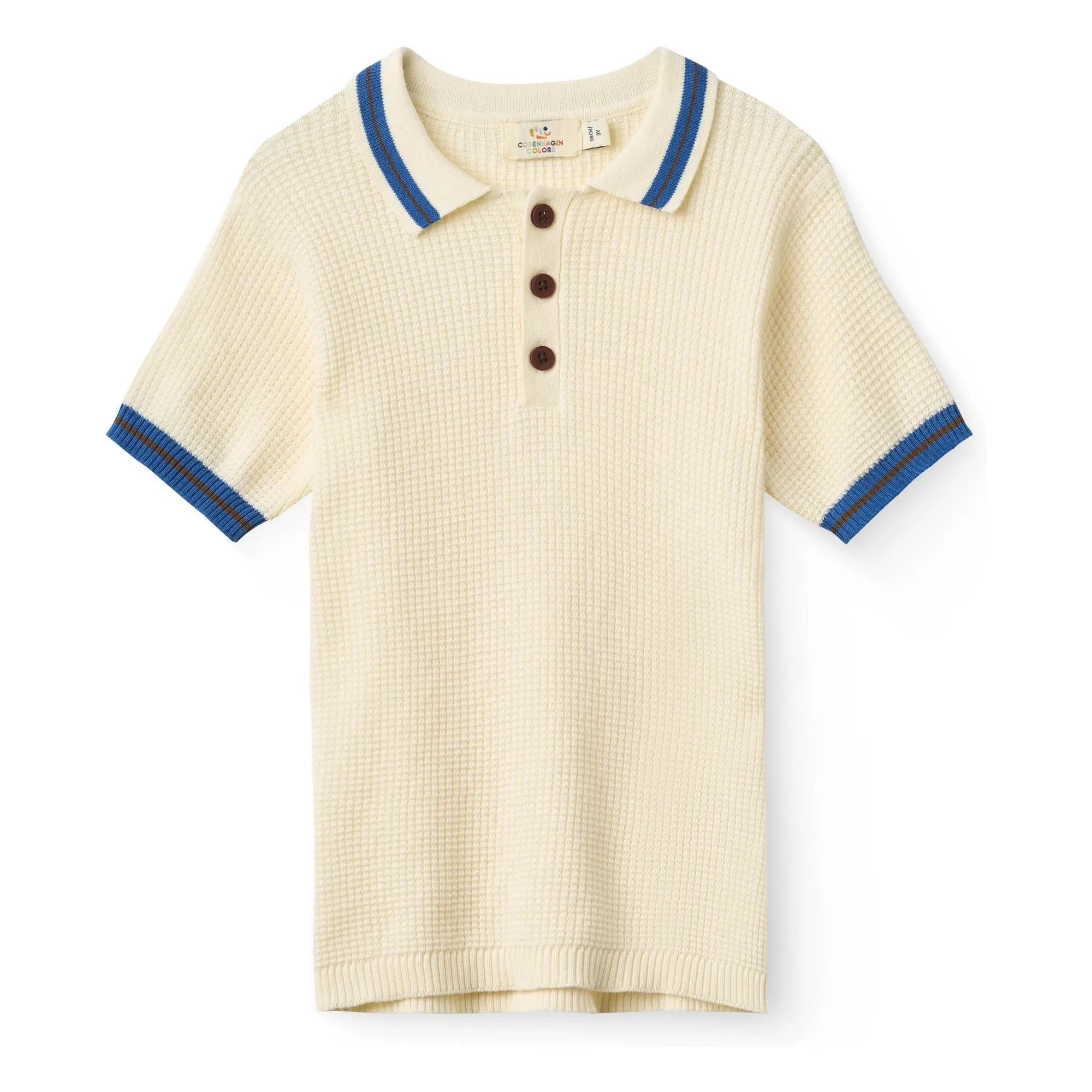 Copenhagen Colors Pale Yellow Ribbed Contrast Stripes Organic Cotton Polo Shirt