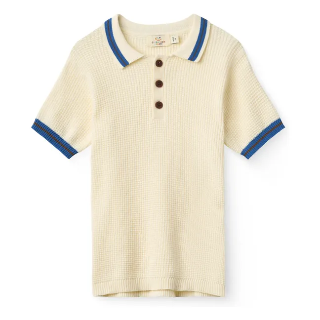 Polo acanalado de rayas en contraste Algodón orgánico | Amarillo palo
