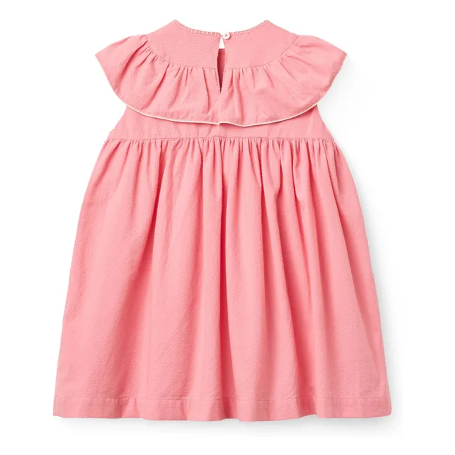 Vestido con cuello bordado de algodón orgánico | Rosa pálido