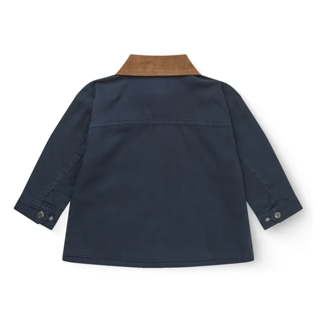 Chaqueta con cuello de algodón orgánico y sarga de terciopelo | Azul Marino