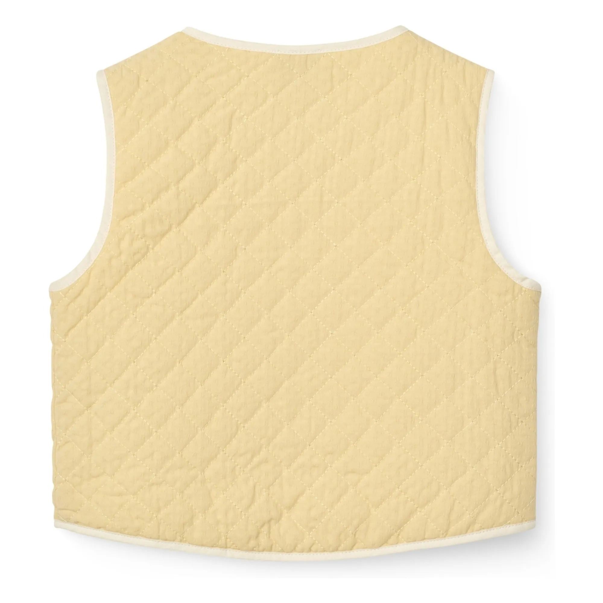 Veste Sans Manches Matelassée Coton Bio | Jaune pâle- Image produit n°3