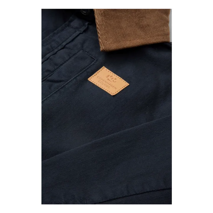 Chaqueta con cuello de algodón orgánico y sarga de terciopelo | Azul Marino- Imagen del producto n°1