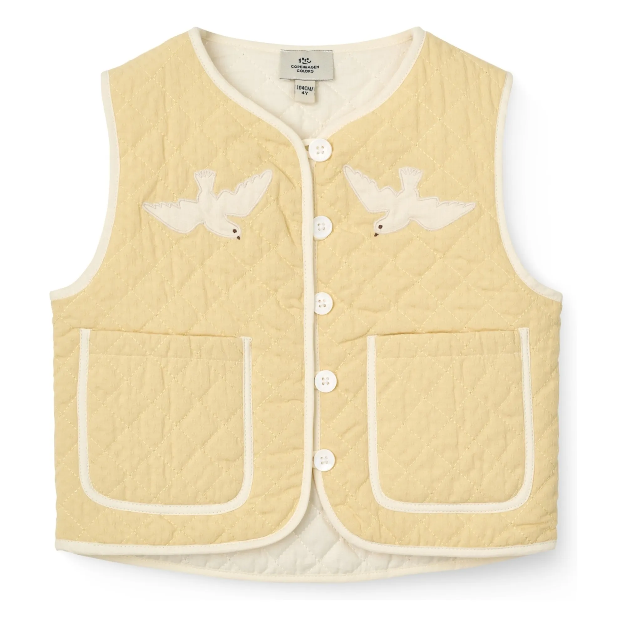 Veste Sans Manches Matelassée Coton Bio | Jaune pâle- Image produit n°0