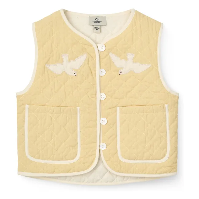 Chaqueta acolchada sin mangas de algodón orgánico | Amarillo palo