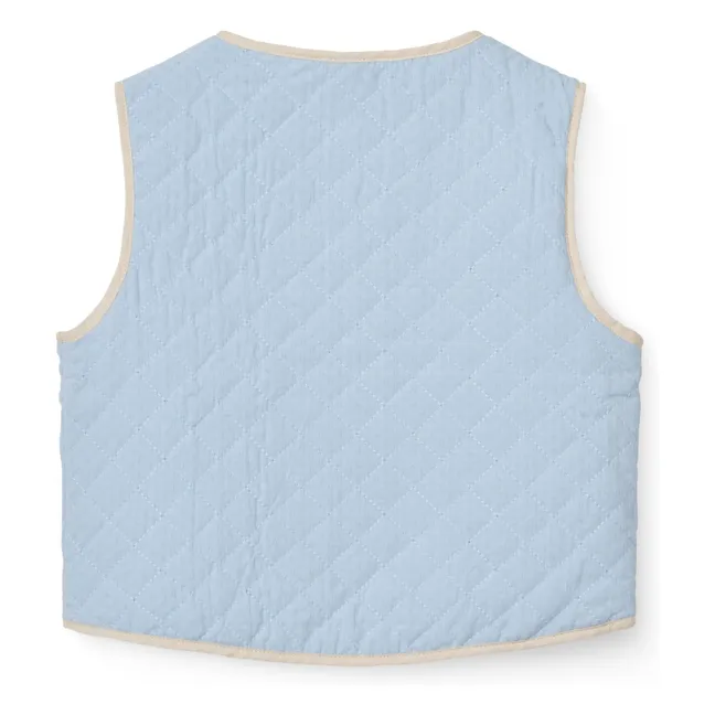 Sleeveless Quilted Organic Cotton Jacket | Light Blue