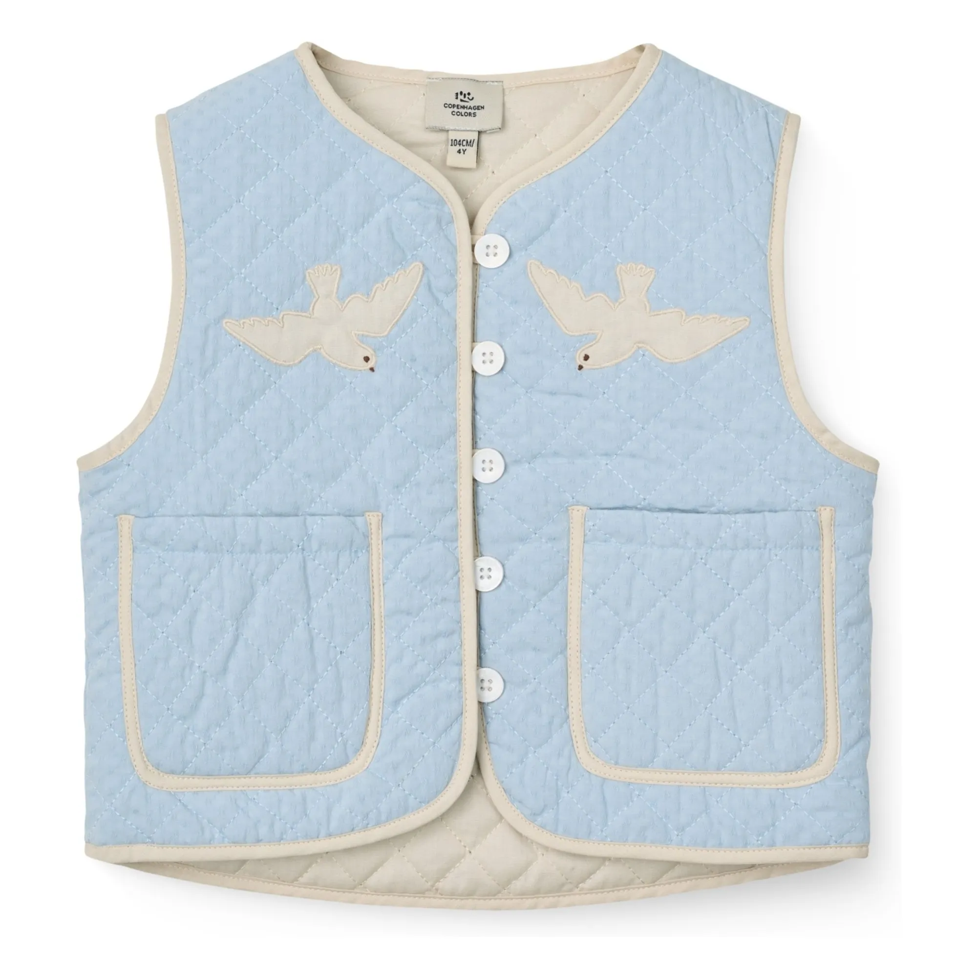 Copenhagen Colors Light Blue Sleeveless Quilted Organic Cotton Jacket