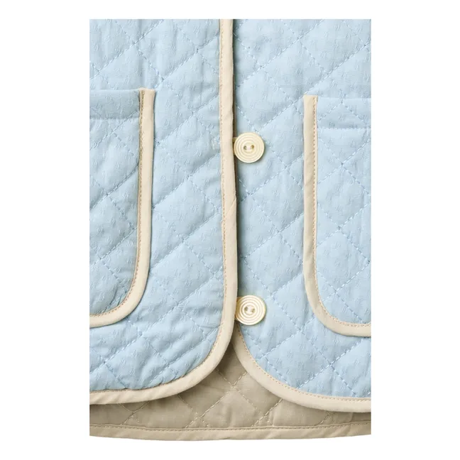 Sleeveless Quilted Organic Cotton Jacket | Light Blue