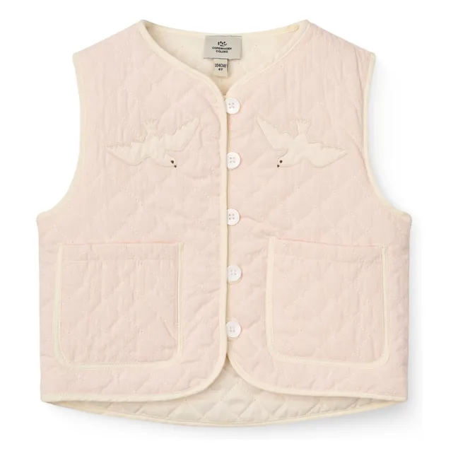 Sleeveless Quilted Organic Cotton Jacket | Pale Pink