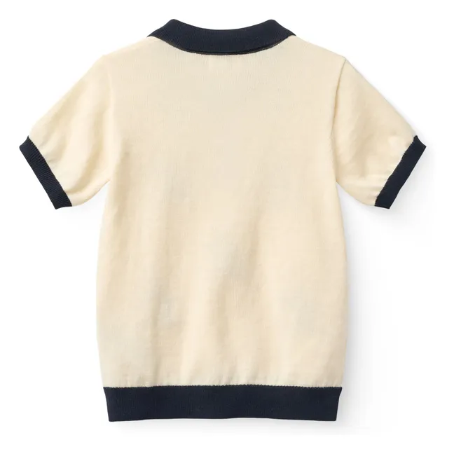 Polo de punto de algodón orgánico Kangaroos | Crema