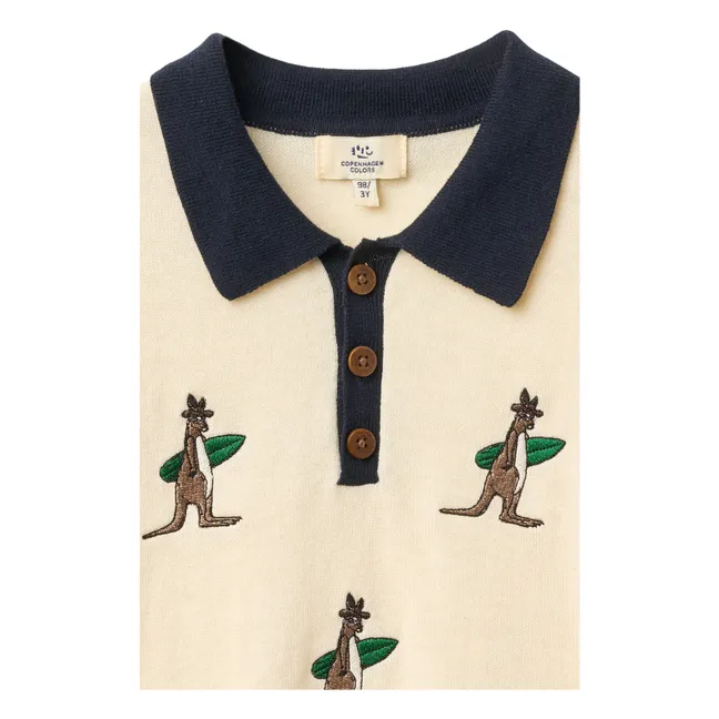 Polo de punto de algodón orgánico Kangaroos | Crema