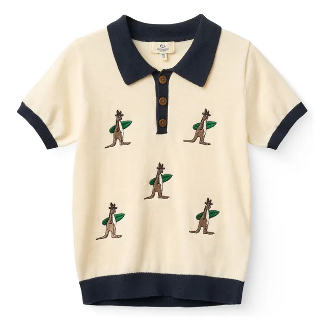 Polo de punto de algodón orgánico Kangaroos | Crema