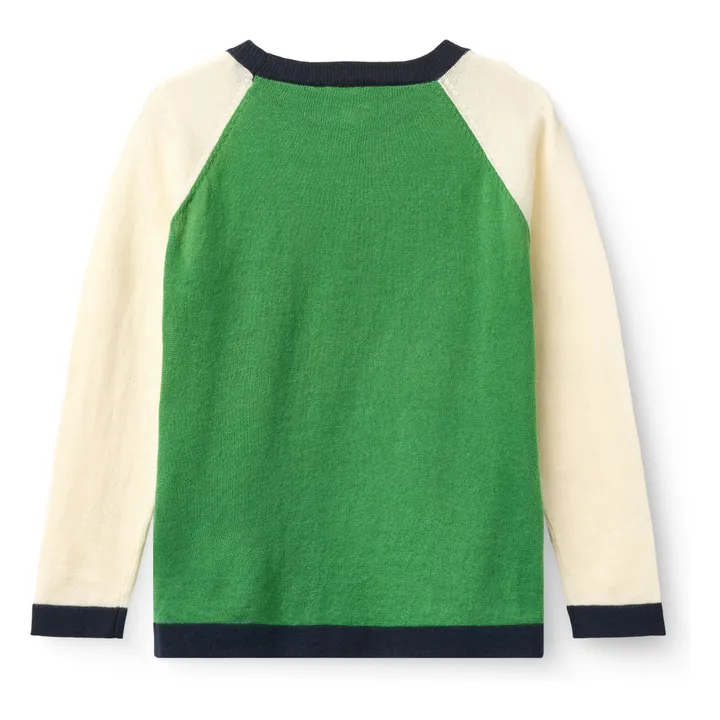 Camiseta Color Block Punto de algodón orgánico | Verde- Imagen del producto n°2