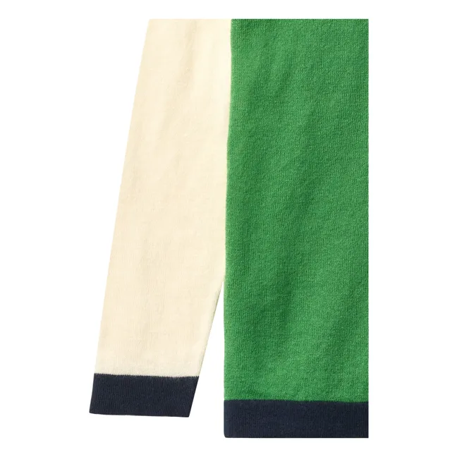 Camiseta Color Block Punto de algodón orgánico | Verde