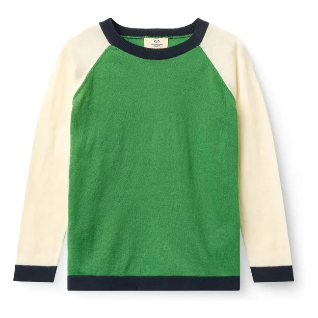 Camiseta Color Block Punto de algodón orgánico | Verde