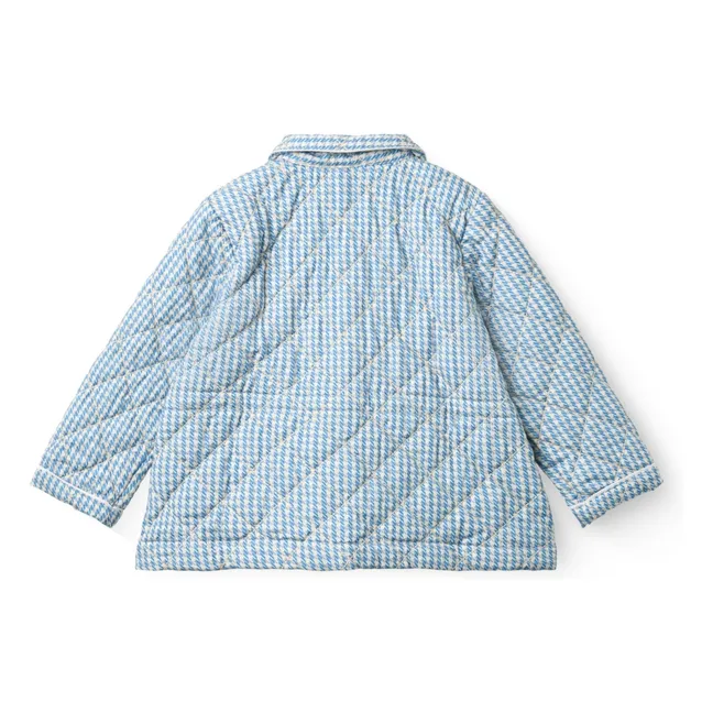 Pied de Poule organic cotton quilted jacket | Blue