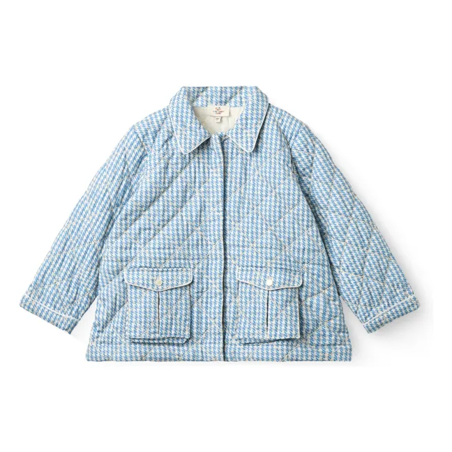 Pied de Poule organic cotton quilted jacket | Blue