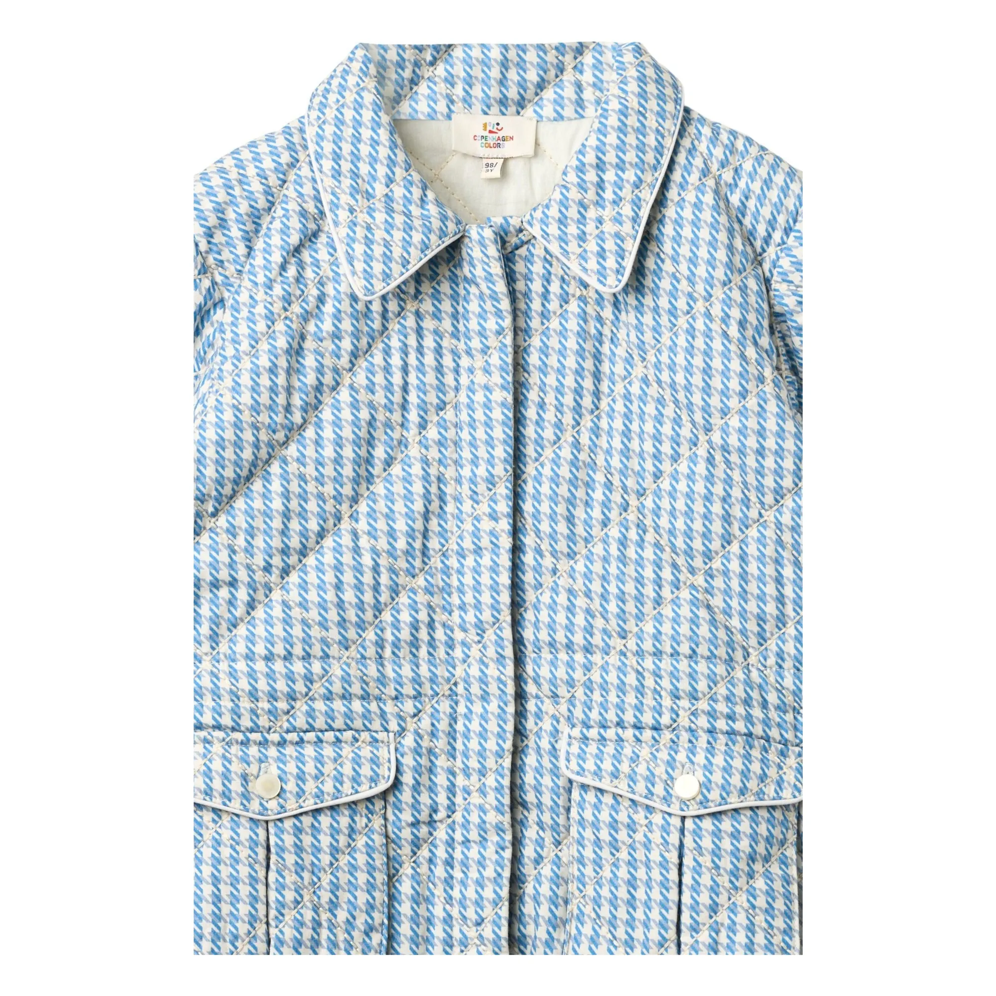 Veste Matelassée Pied de Poule Coton bio | Bleu- Image produit n°2