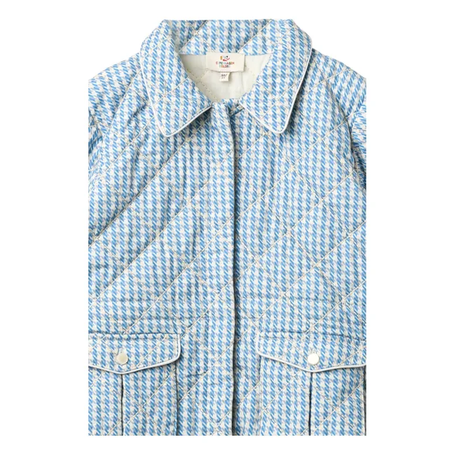 Chaqueta acolchada de algodón ecológico Pied de Poule | Azul