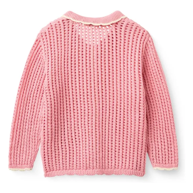 Cardigan Crochet Coton Bio | Rose tendre