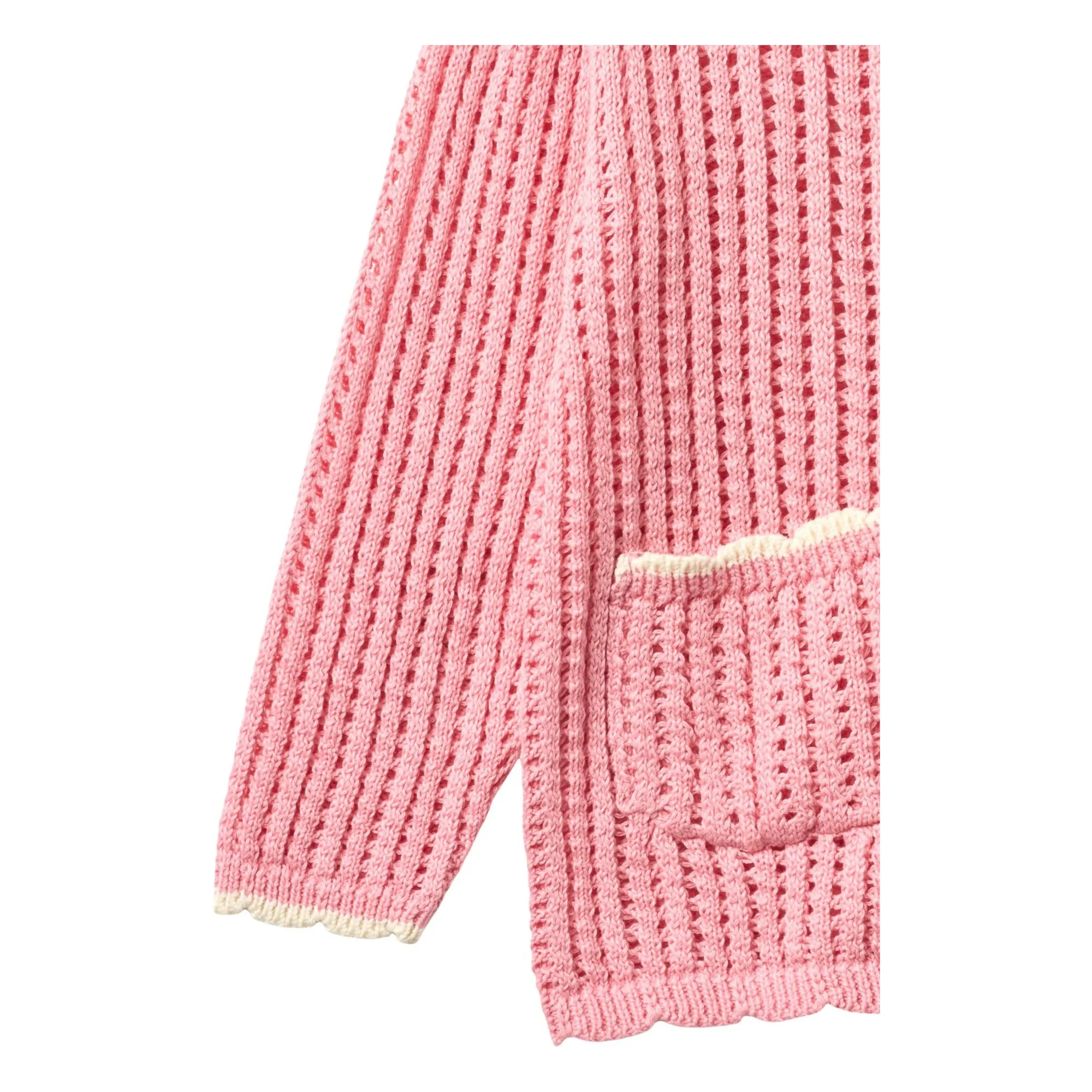 Cardigan Crochet Coton Bio | Rose tendre- Image produit n°3