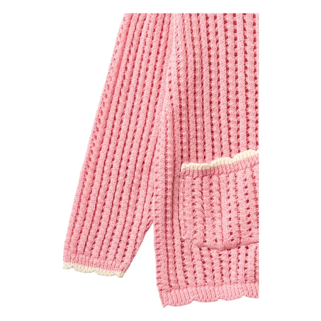 Cardigan Crochet Coton Bio | Rose tendre