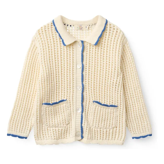 Cardigan Crochet Coton Bio | Crème